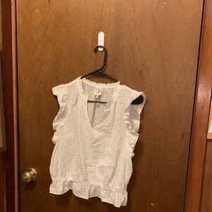 Belle Du Jour White Ruffle Sleeve V-Neck Blouse